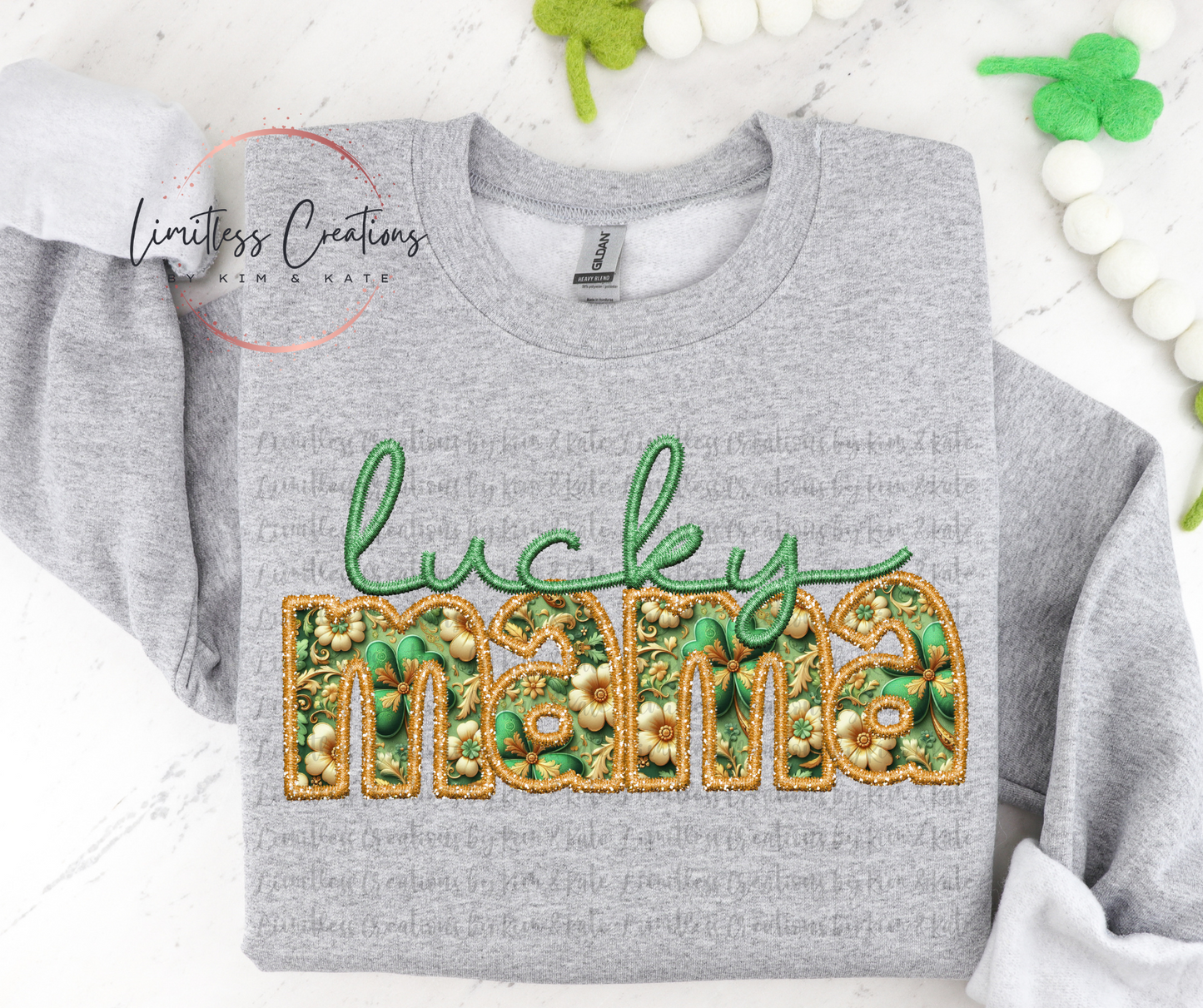 Faux Embroidery Lucky Mama Shirt