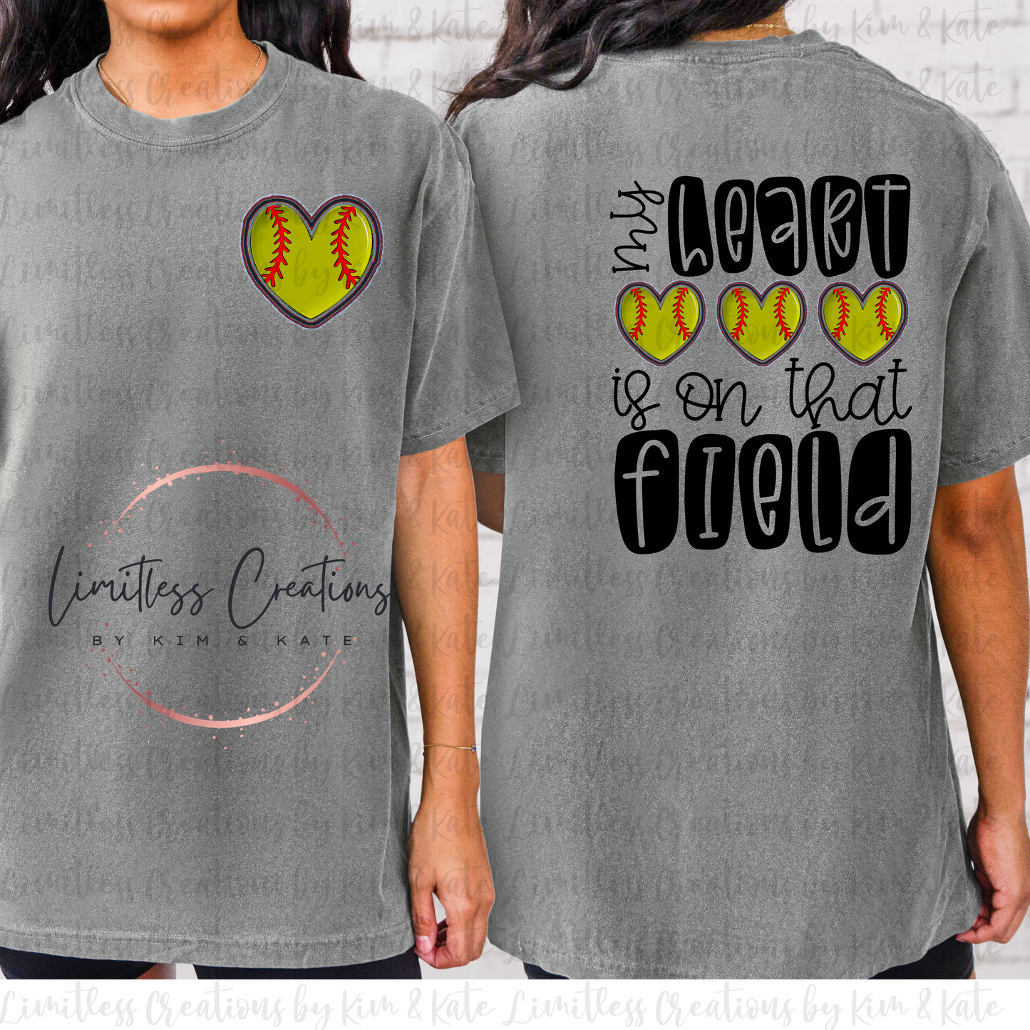 My Heart Is On That Field Faux Patch design Shirt