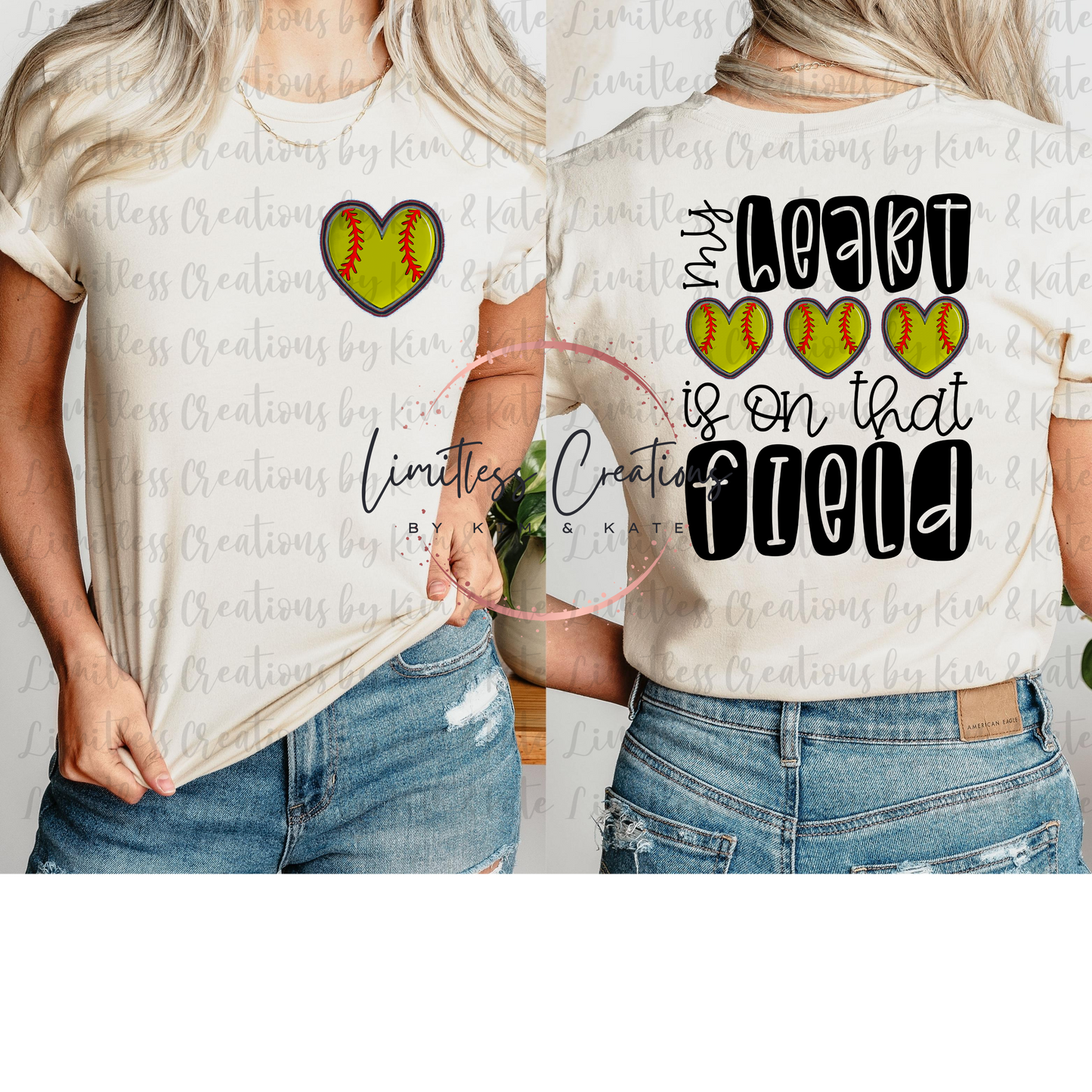 My Heart Is On That Field Faux Patch design Shirt