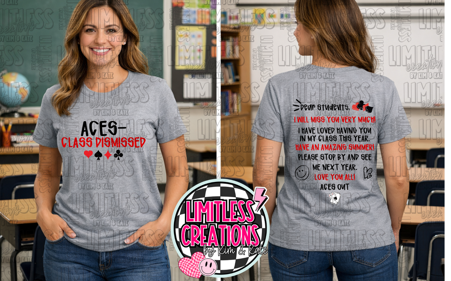 Aces Class Dismissed Teacher Shirt – End of Year Tee | Front & Back Design