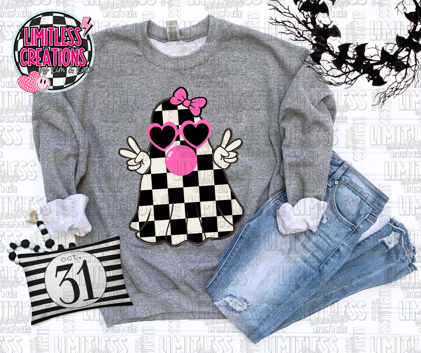 Halloween Ghost Blowing Bubble Graphic Shirt
