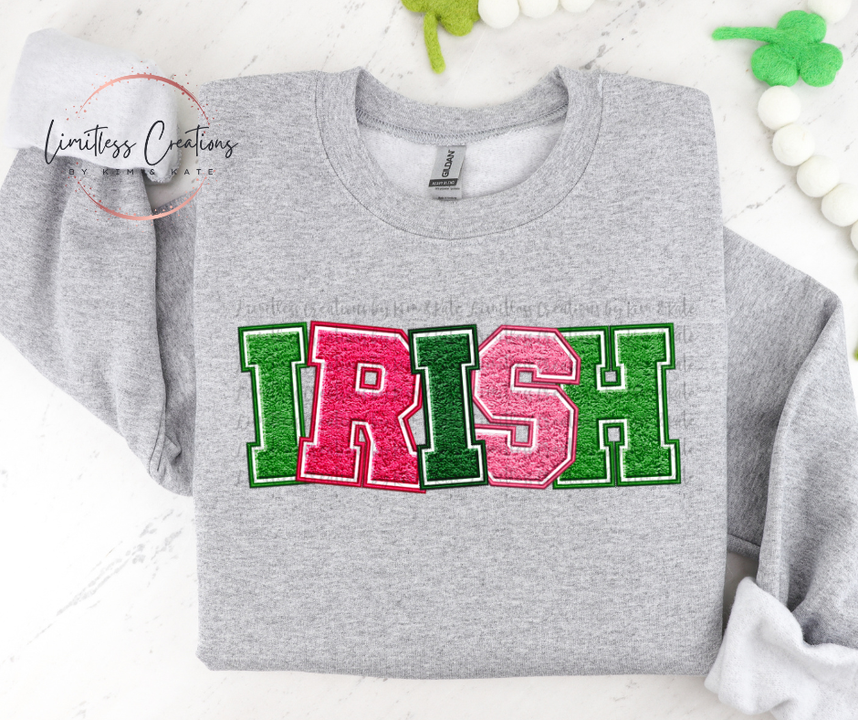 Irish Faux Chenille Patch Look St Patrick's Day Shirt