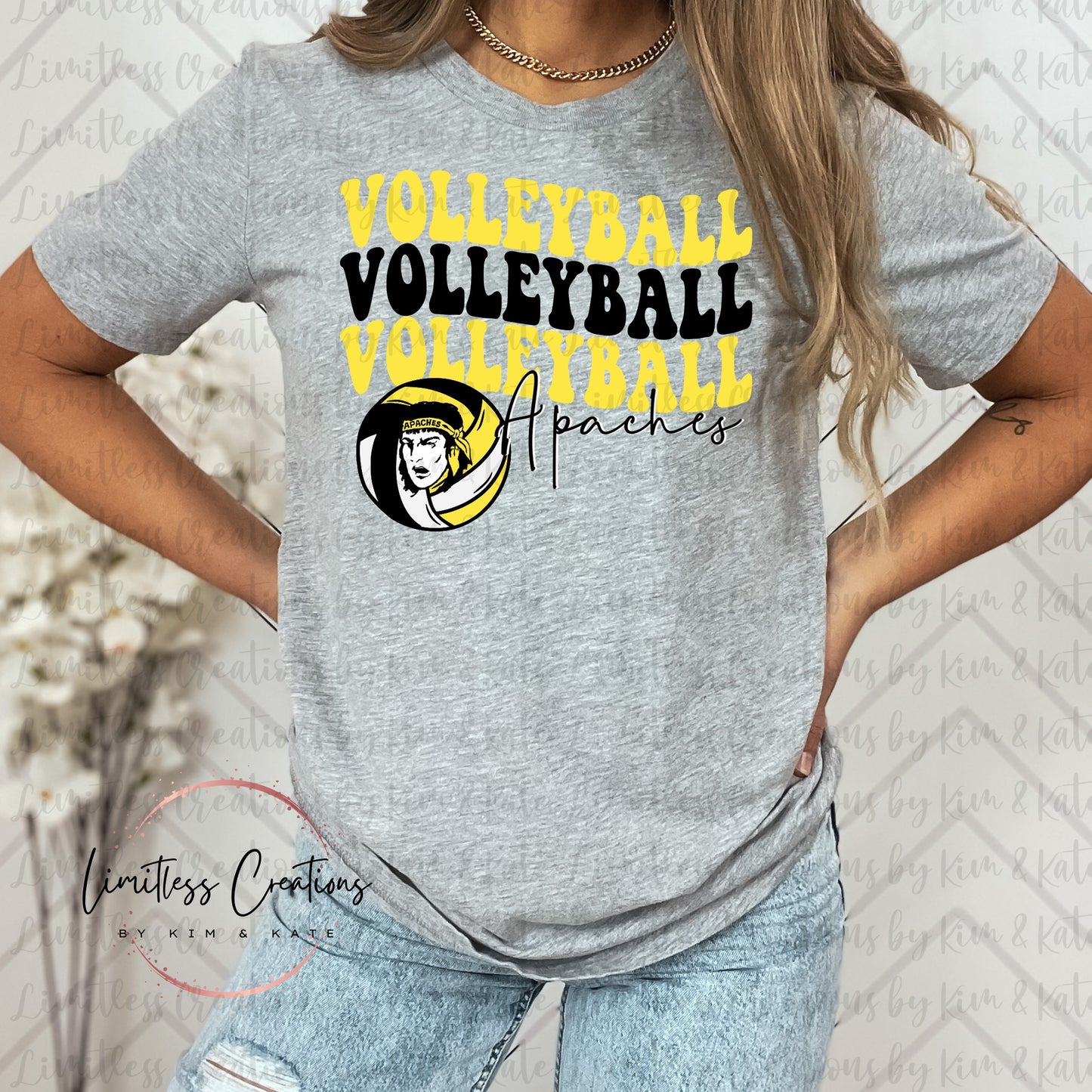 Apaches Volleyball Stacked Shirt