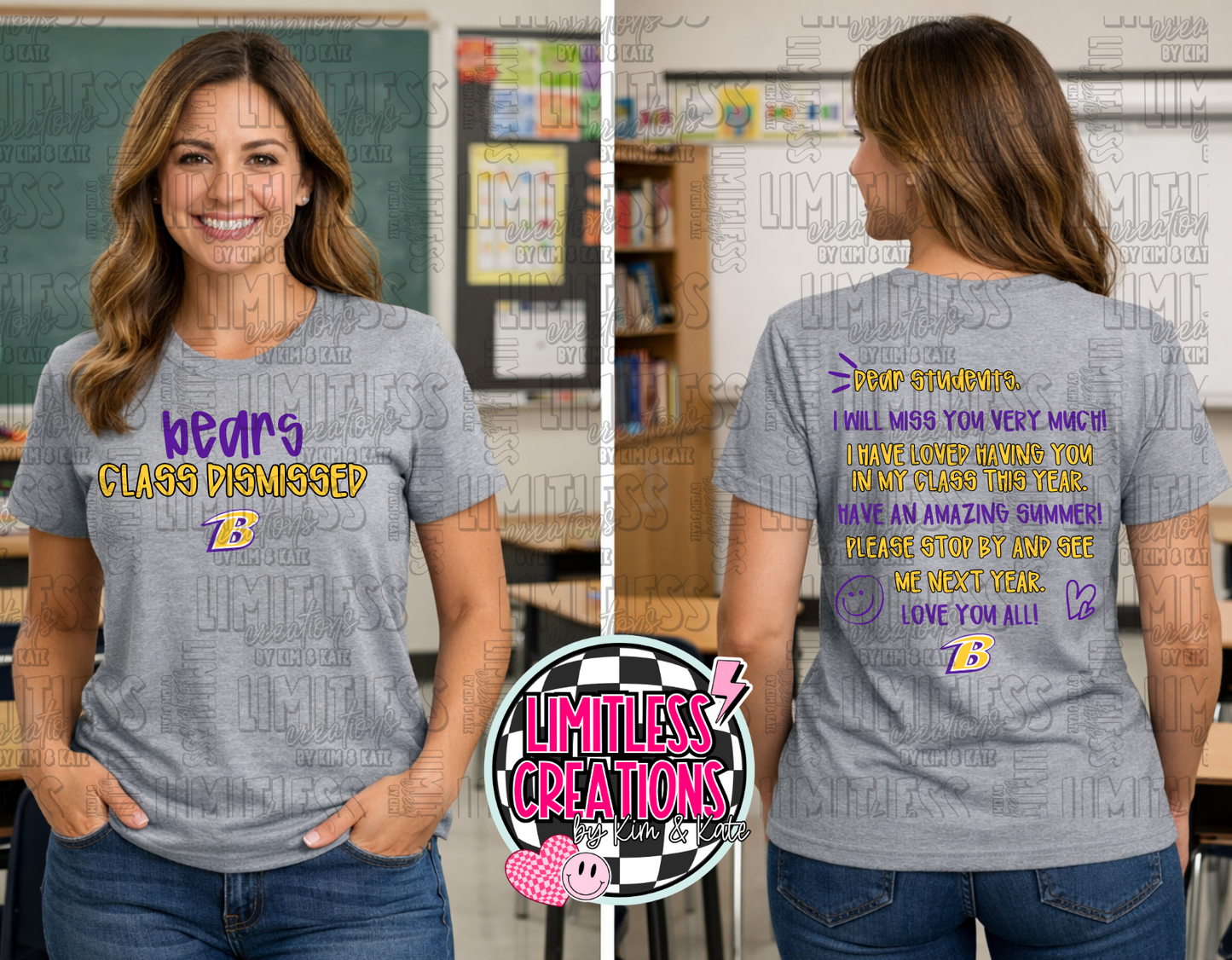 Bears Class Dismissed Teacher Shirt – End of Year Tee | Front & Back Design