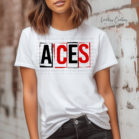 Aces Block words  Graphic Shirt