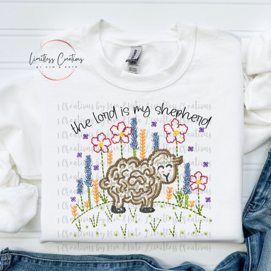 The Lord is my Shepherd Faux Embroidery Shirt