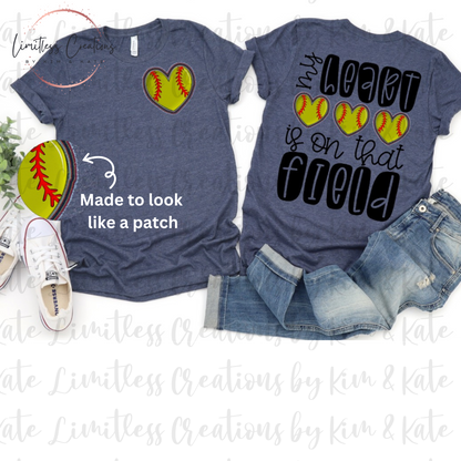 My Heart Is On That Field  Faux Patch design Shirt