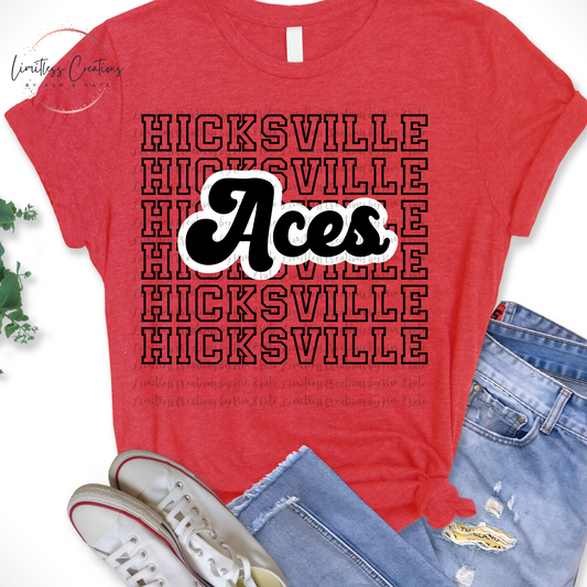 Hicksville Stacked Cursive Graphic Shirt