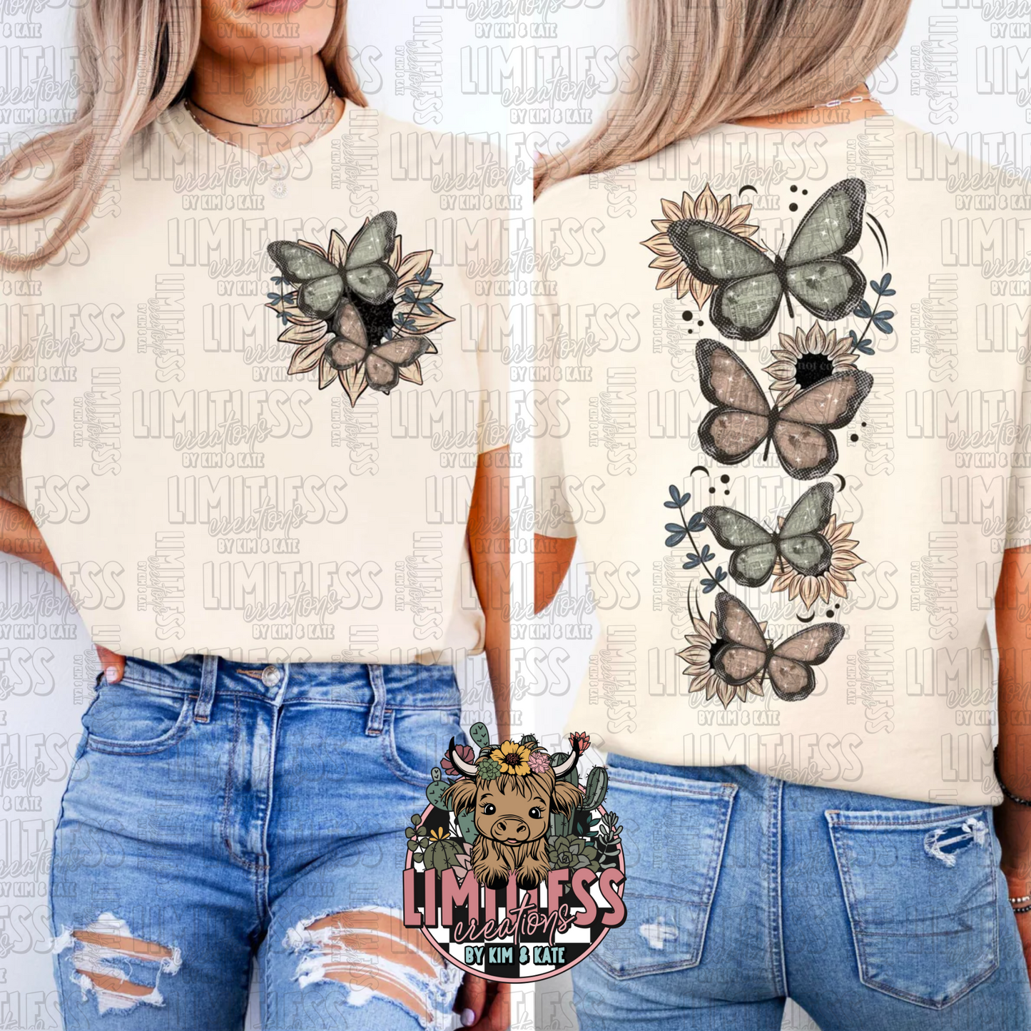 Sunflower Butterfly Pocket/Spine Shirt