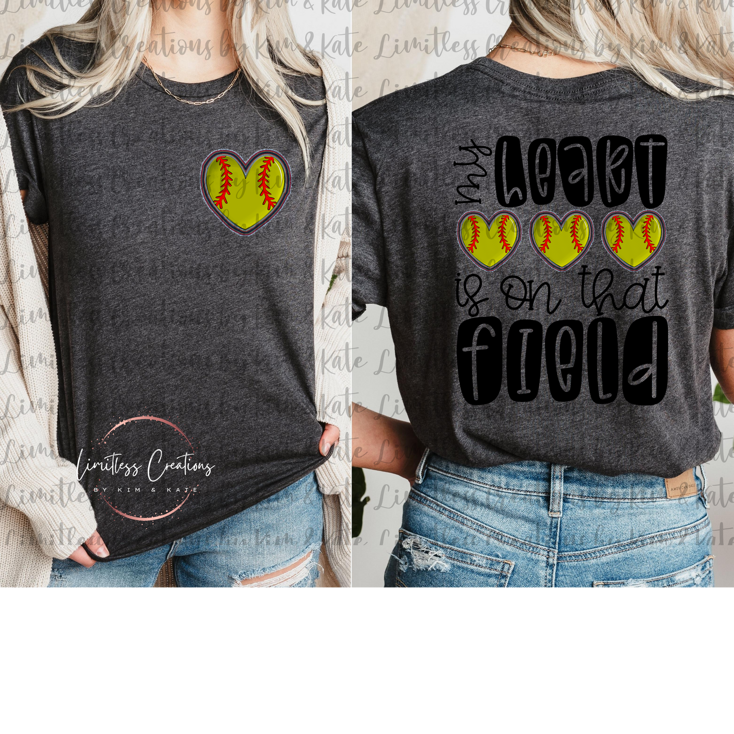 My Heart Is On That Field  Faux Patch design Shirt