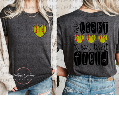 My Heart Is On That Field  Faux Patch design Shirt