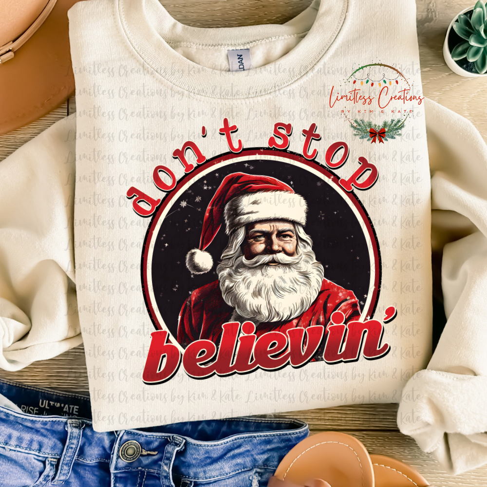 Don't Stop Believing Santa shirt