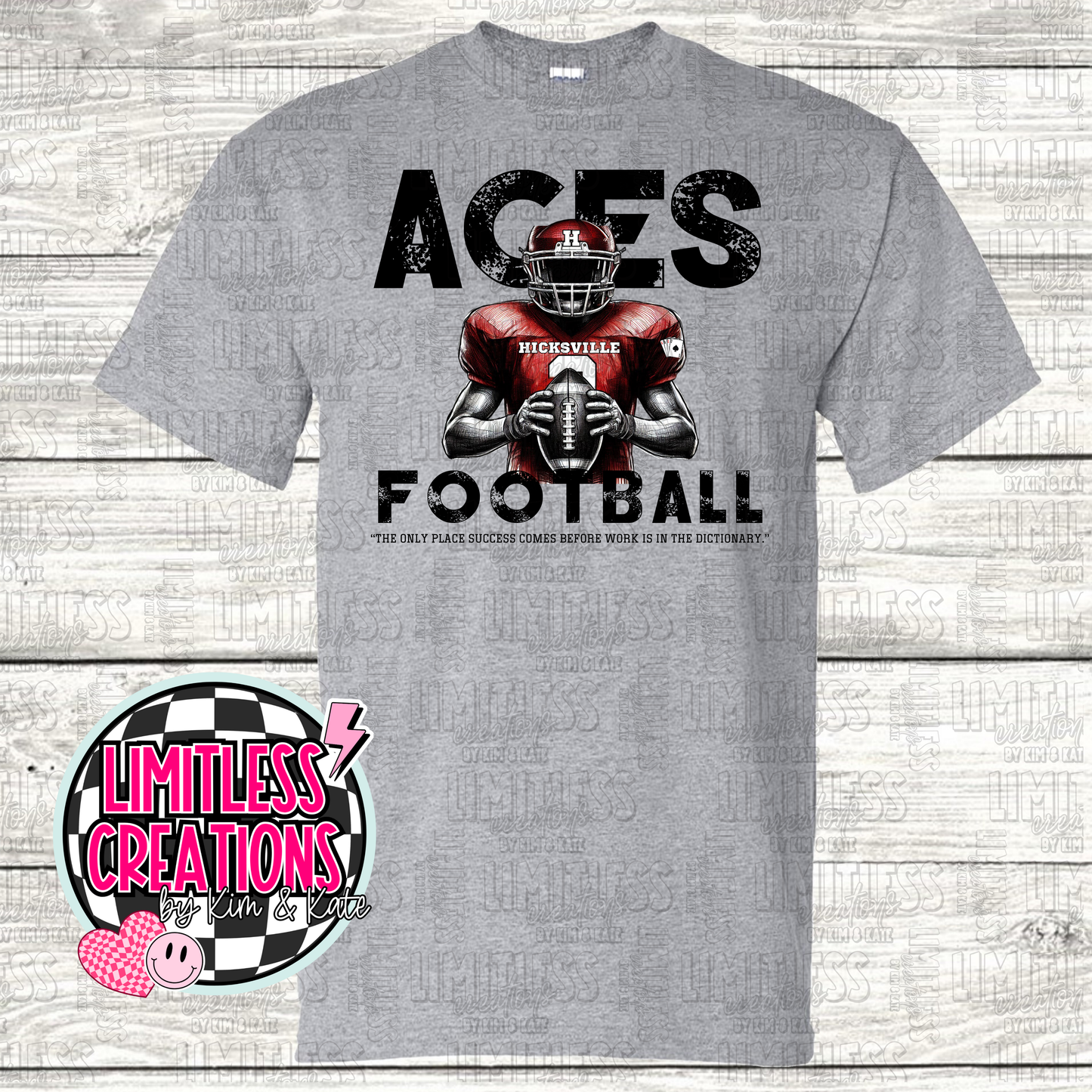 Hicksville Aces Football Player Graphic Shirt