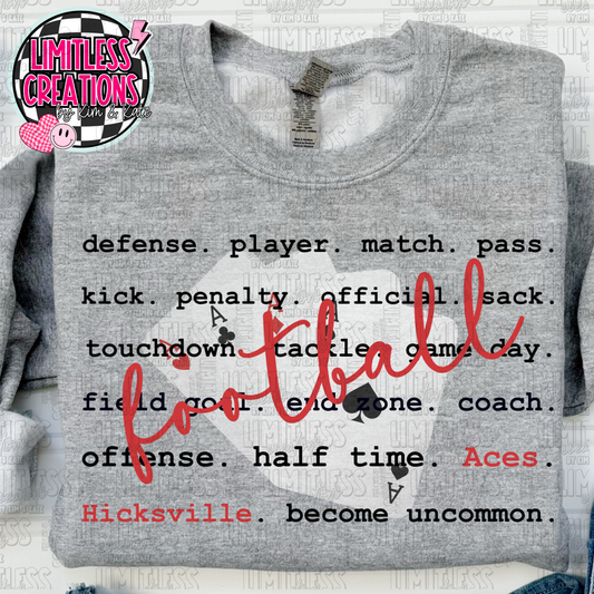 Hicksville Aces Football typography Graphic Shirt