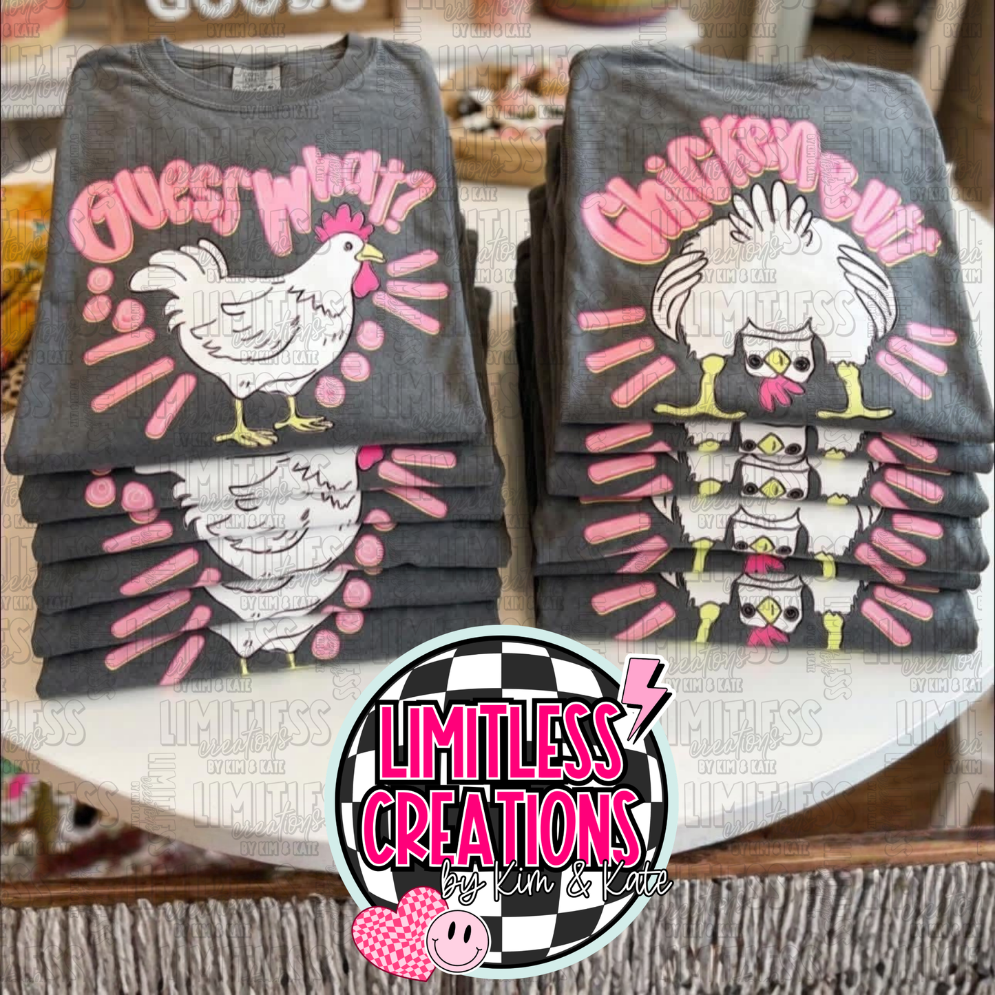 Guess What? Chicken Butt Funny Graphic Tee | Front & Back Shirt | Adult Humor Tee