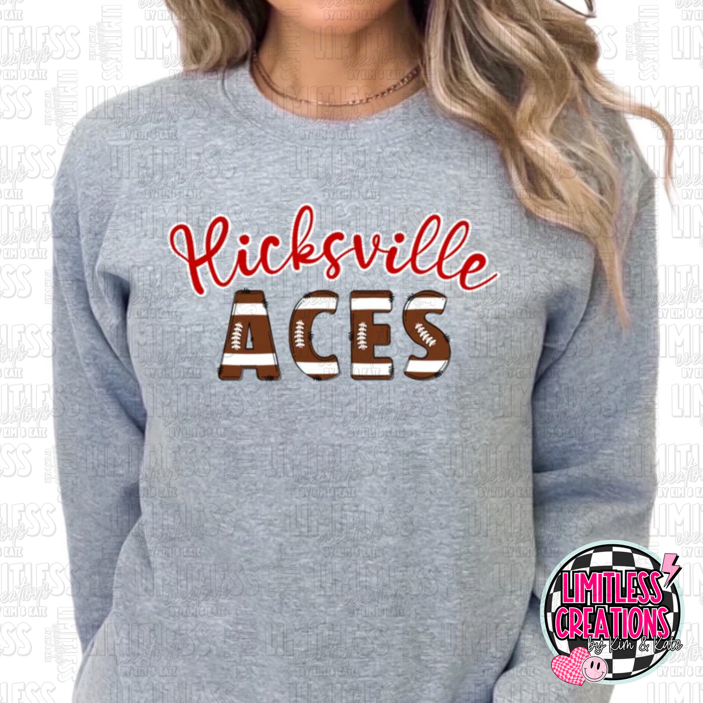 Hicksville Aces Football Font Graphic Shirt