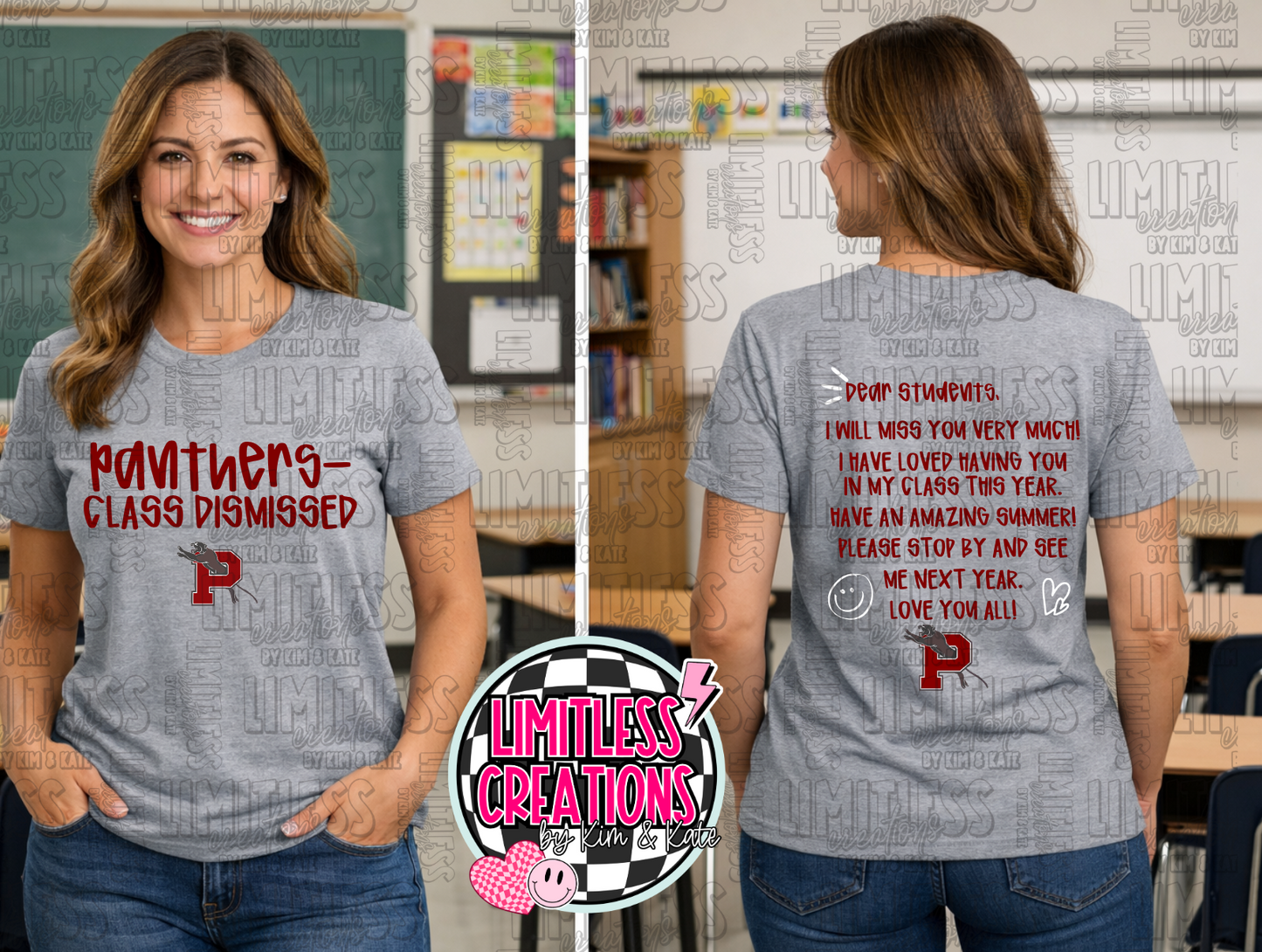 Panthers Class Dismissed Teacher Shirt – End of Year Tee | Front & Back Design