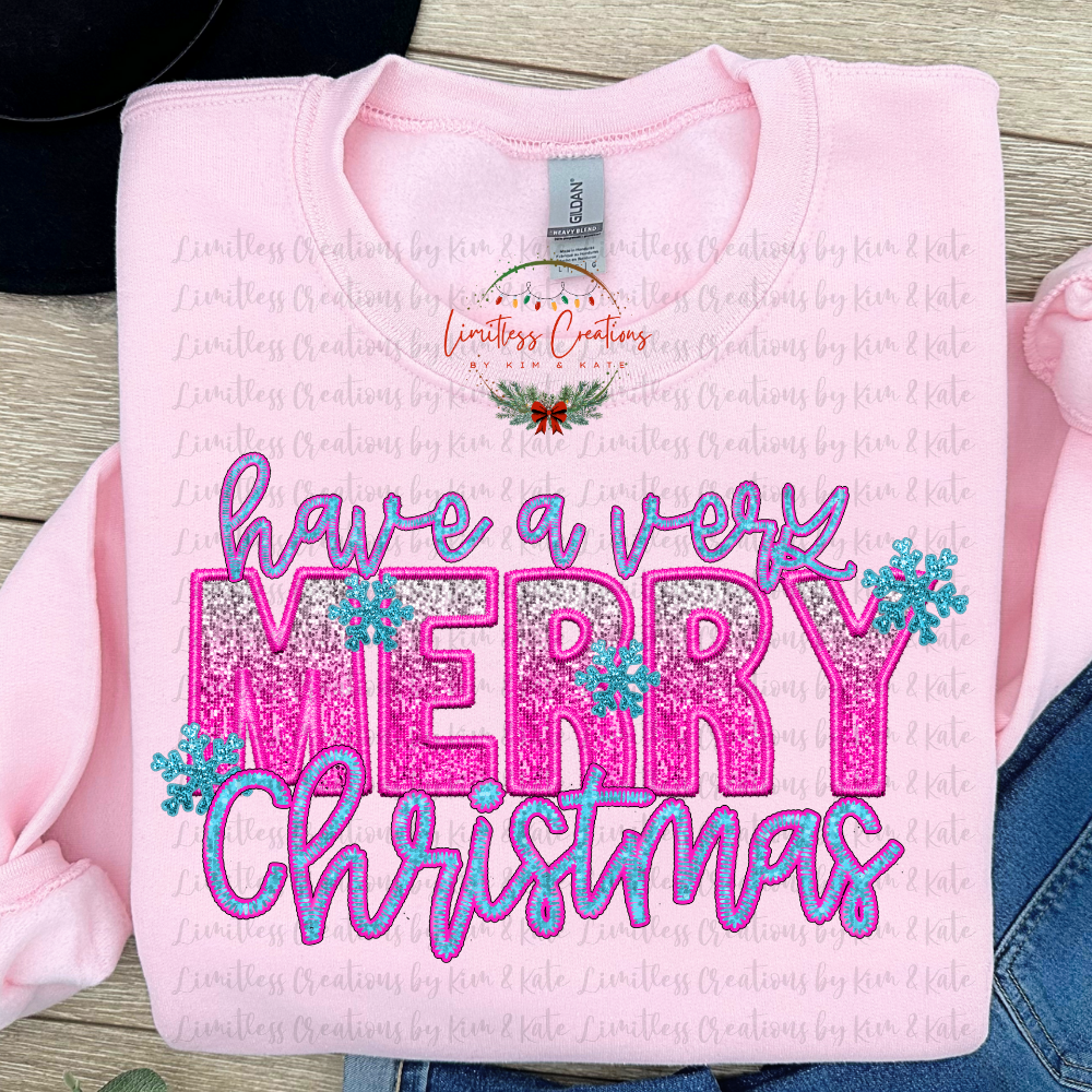 Have A Very Merry Christmas Faux Glitter Shirt