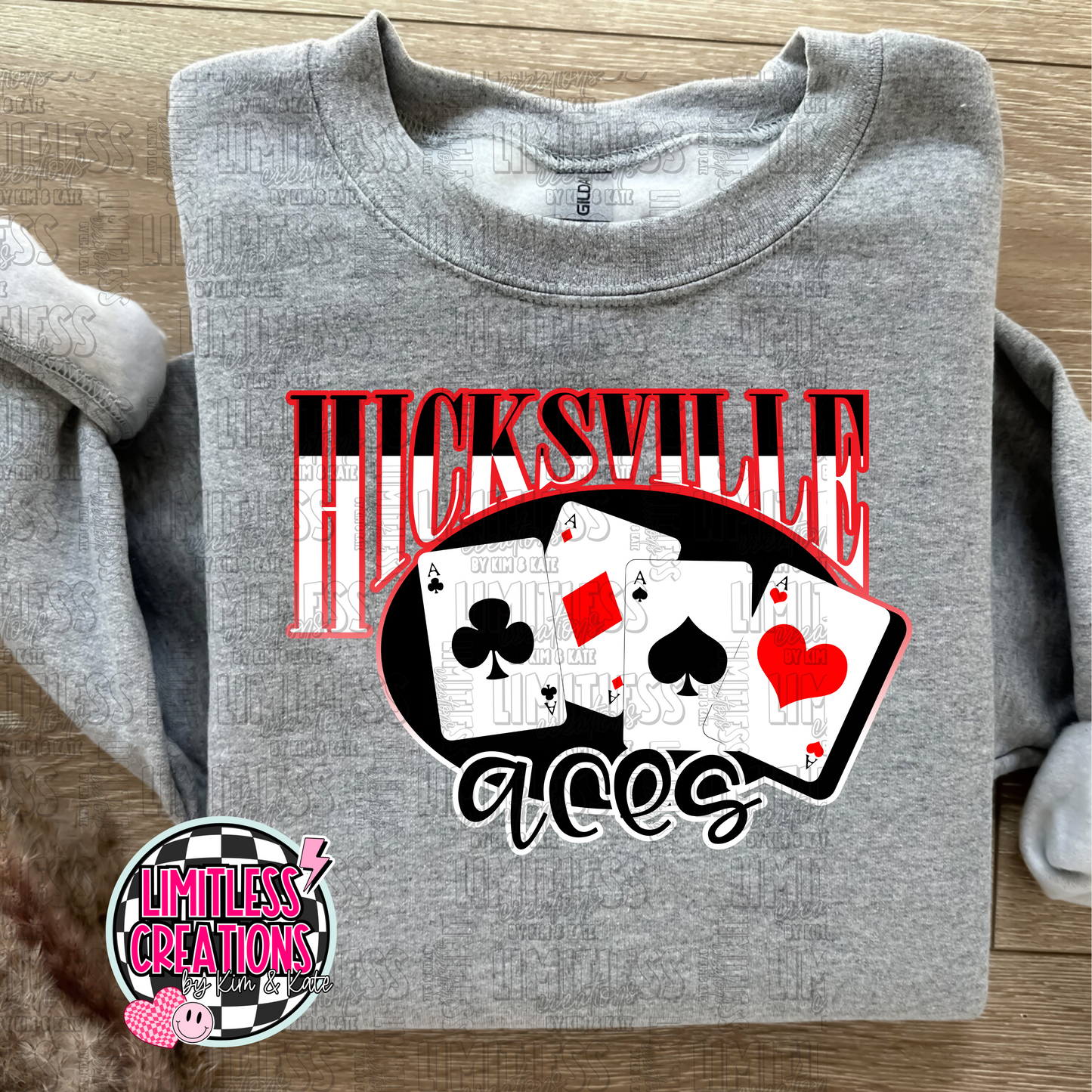 Hicksville Aces Oval Print with Cards Graphic Shirt