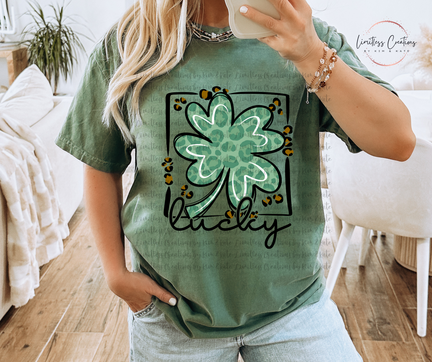 Lucky Shamrock Cheetah Print  Shirt