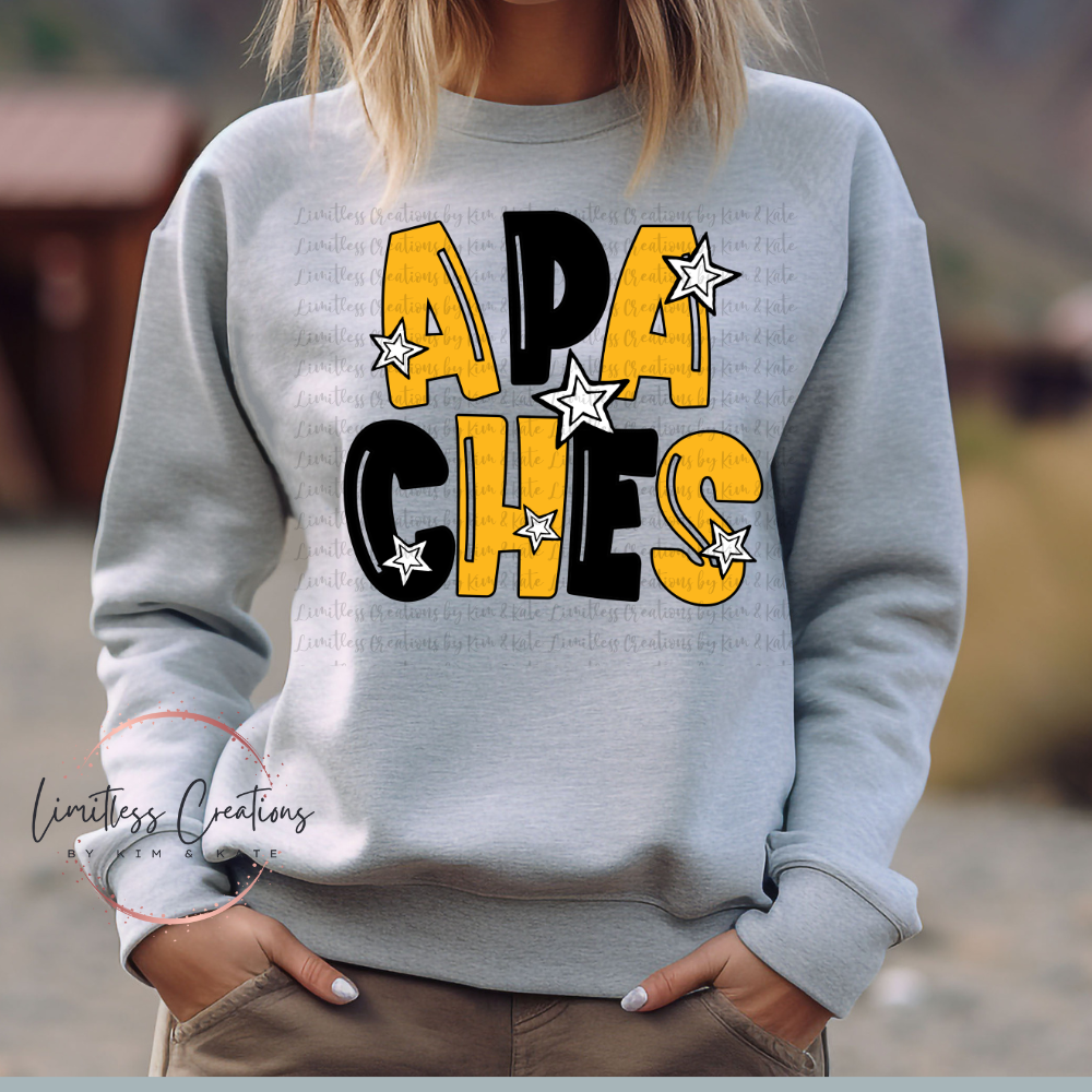 Apache large letters with stars  Shirt