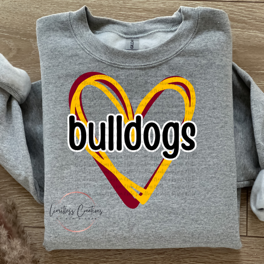 Bulldogs Double Heart  Graphic Shirt