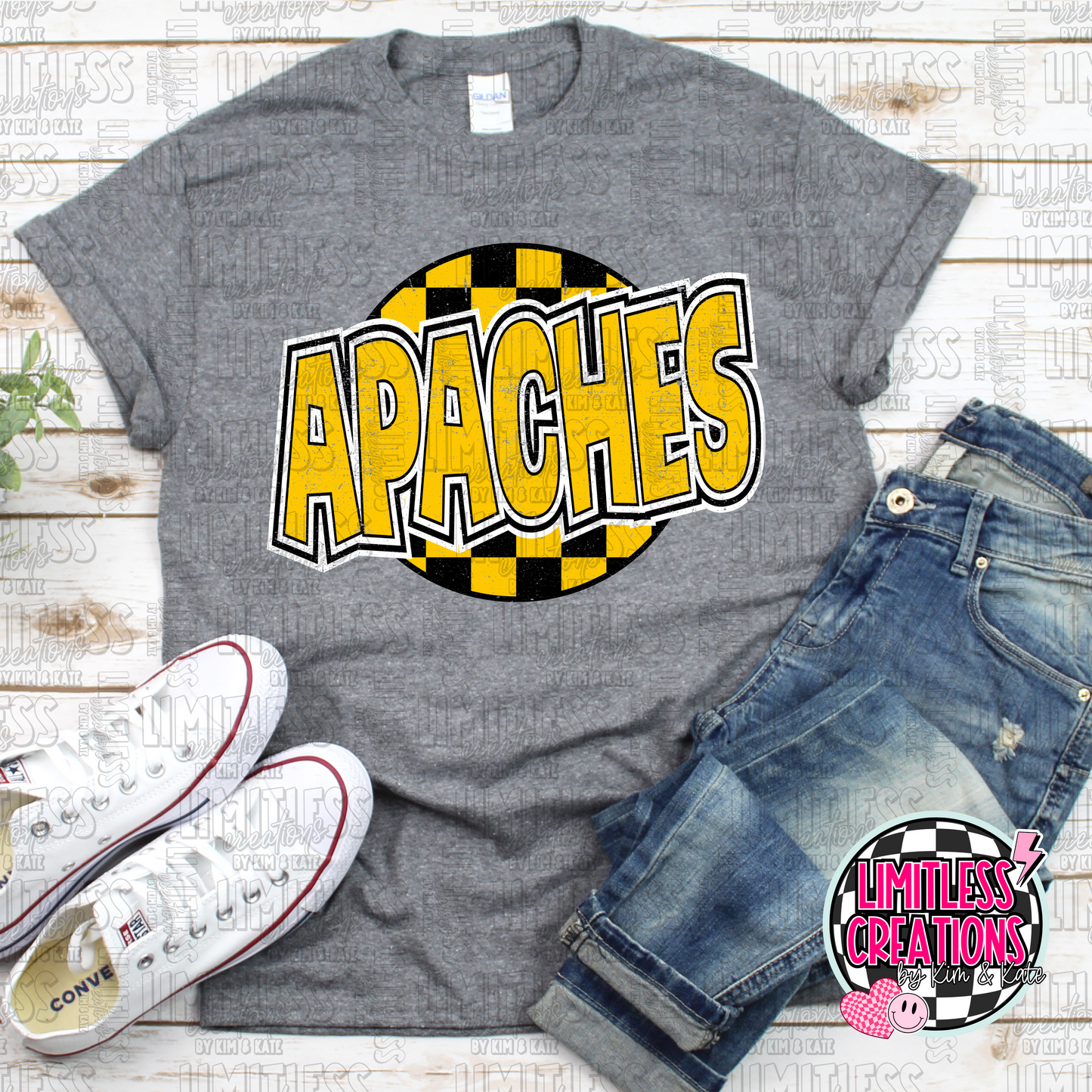 Apaches Circle Checkered graphic Shirt