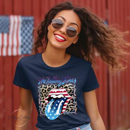 LEOPARD FLAG LIPS AMERICA SHIRT