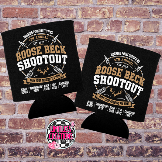 Roose Beck Shootout  Fundraiser Can Sleeve