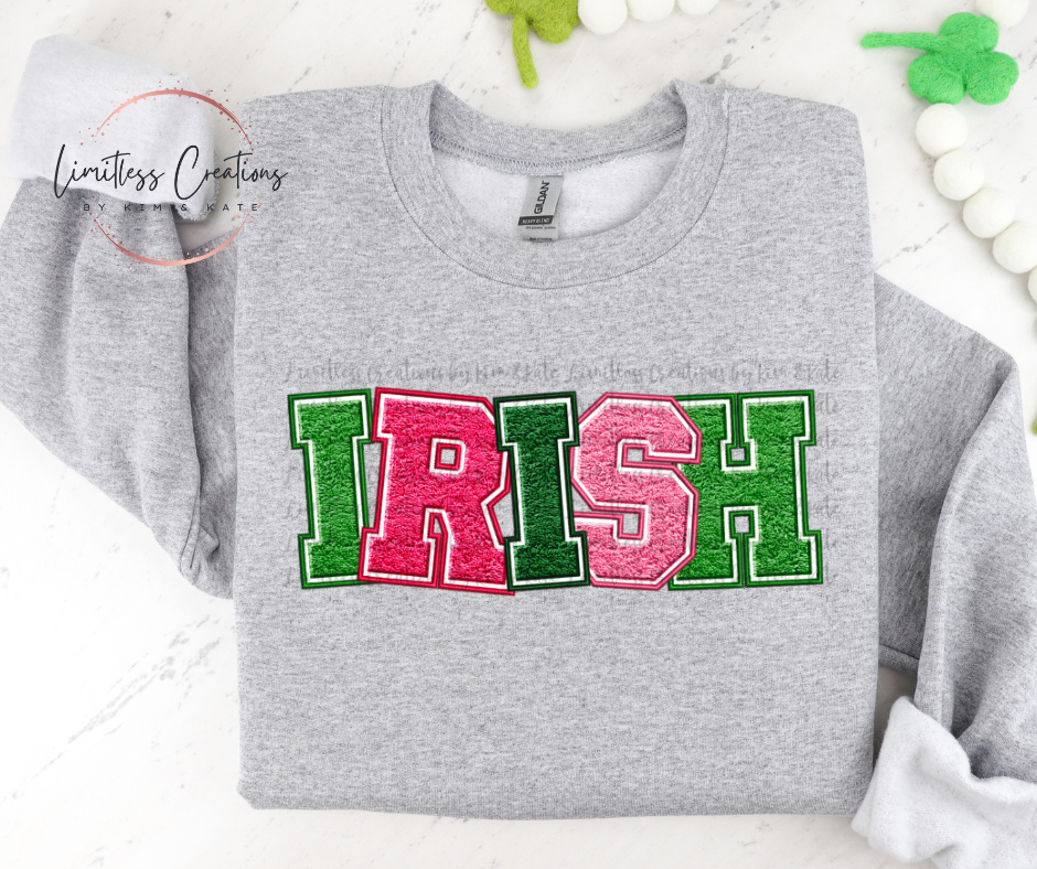 Irish Faux Chenille Patch Look  St Patrick's Day Shirt