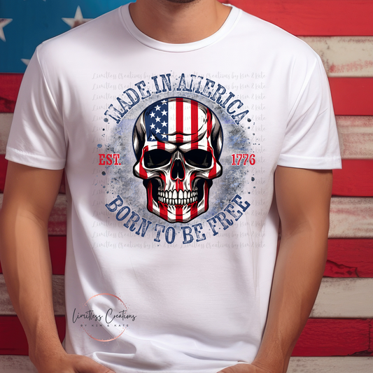 MADE IN AMERICA FLAG SKULL SHIRT