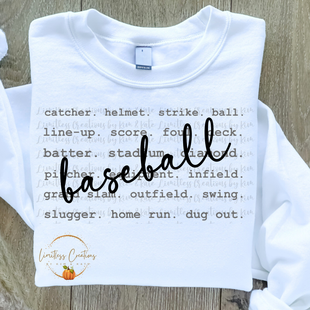 Baseball typography/word art shirt