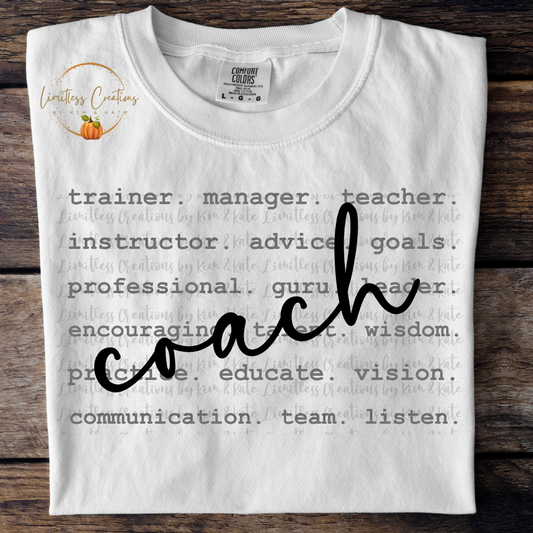 Coach typography/words art shirt