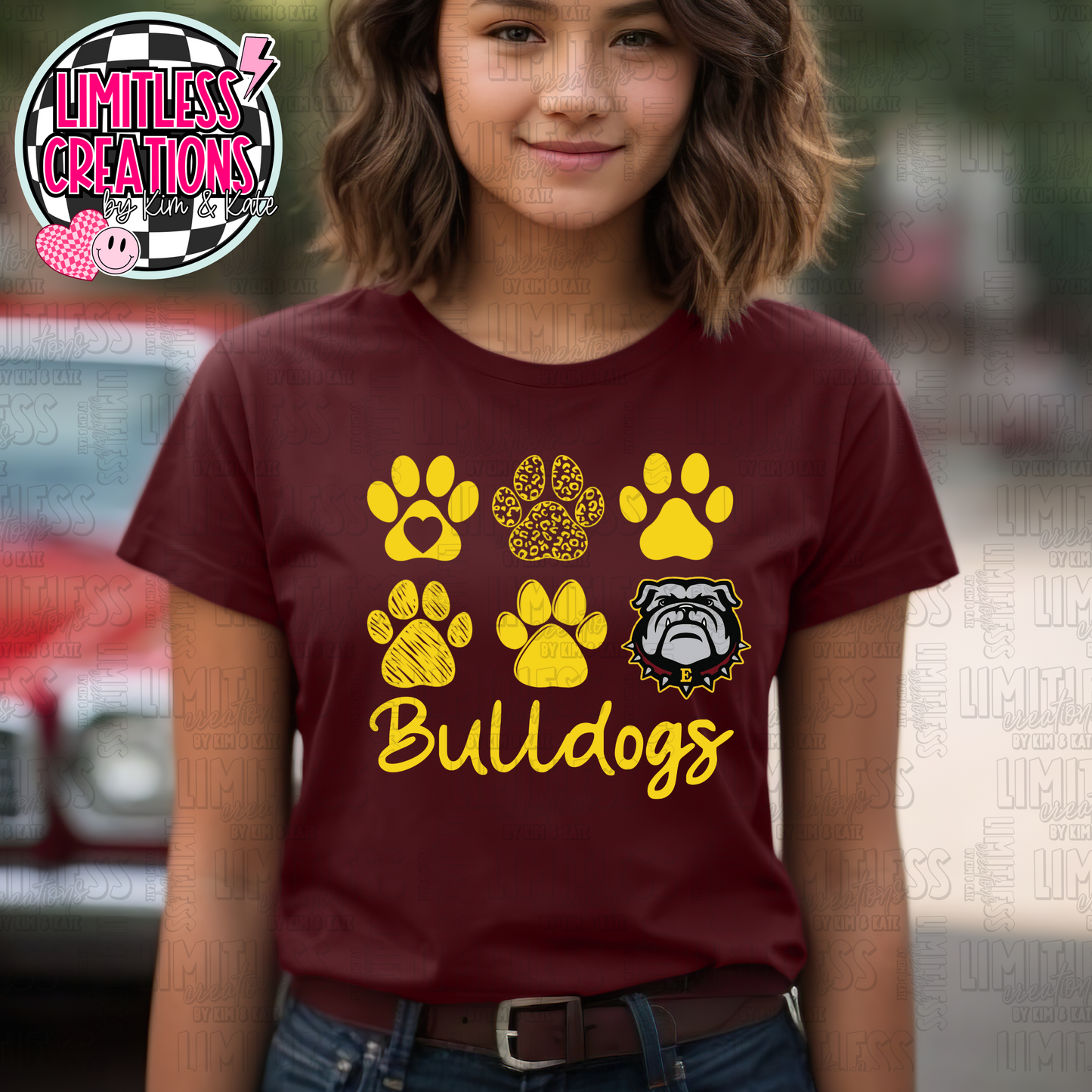 Bulldog Paw Prints Graphic Shirt