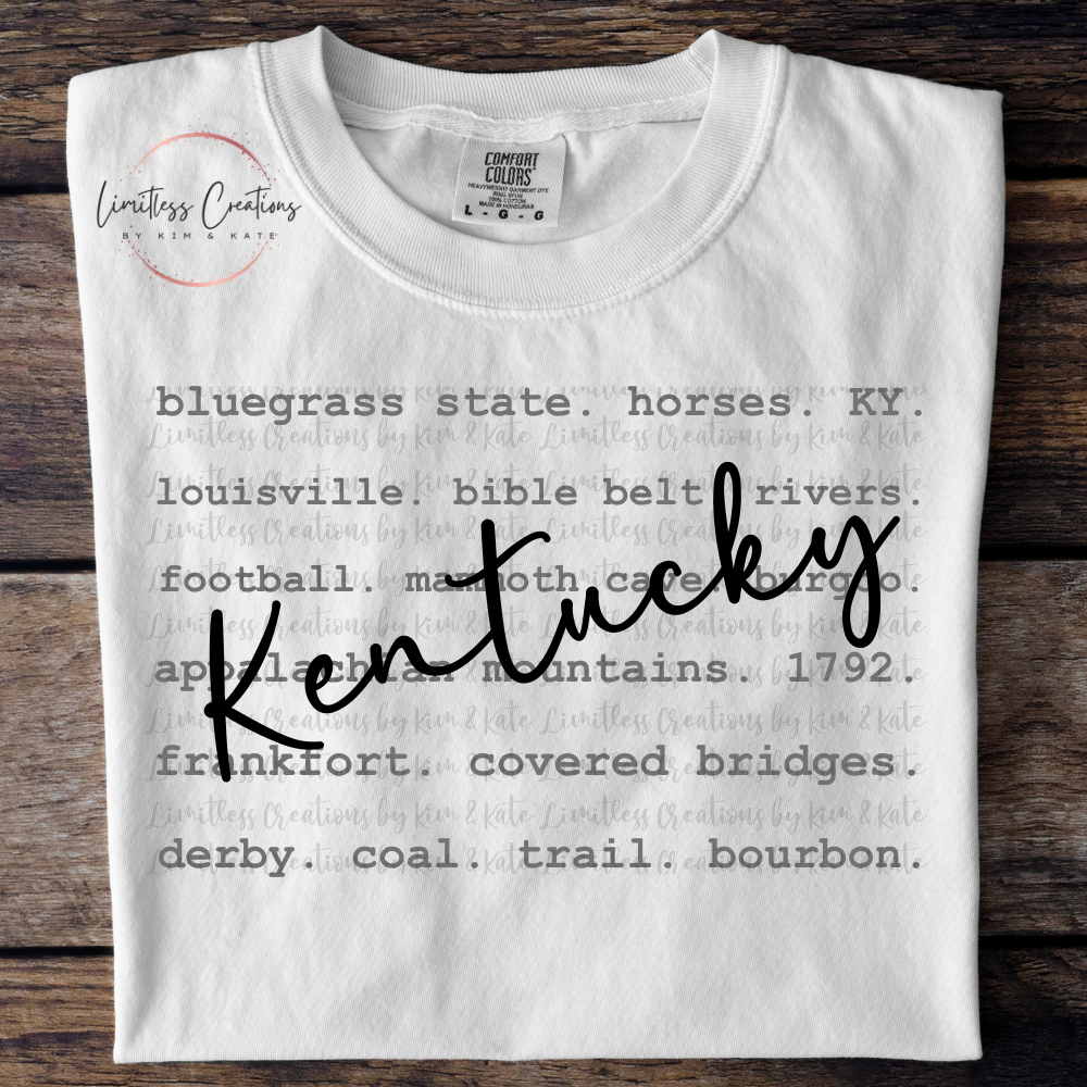 Kentucky typography/word art shirt