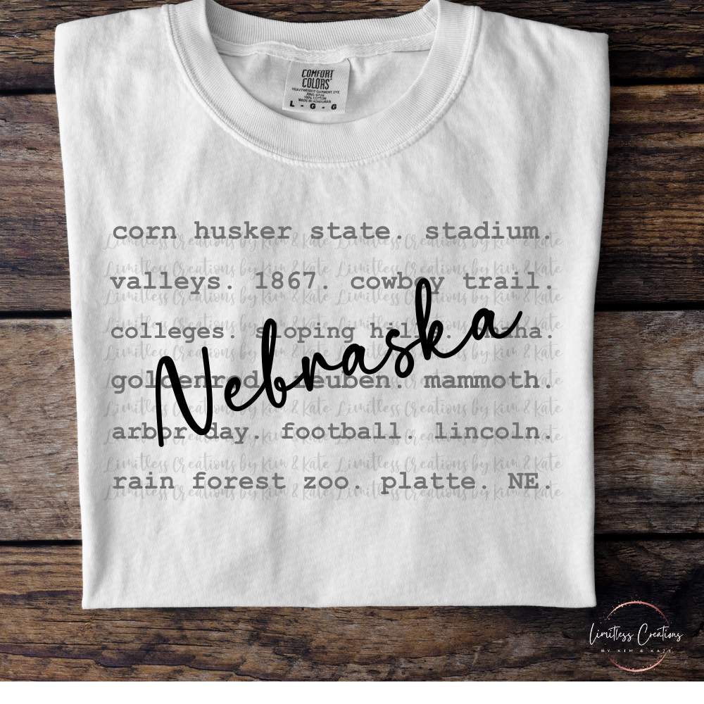 Nebraska typography/word art shirt