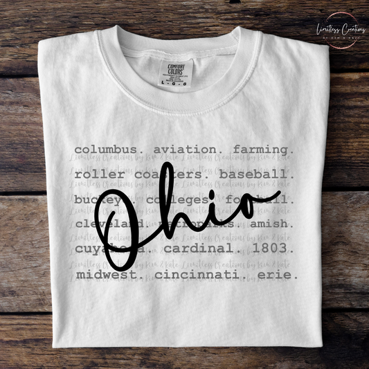 Ohio typography/word art shirt