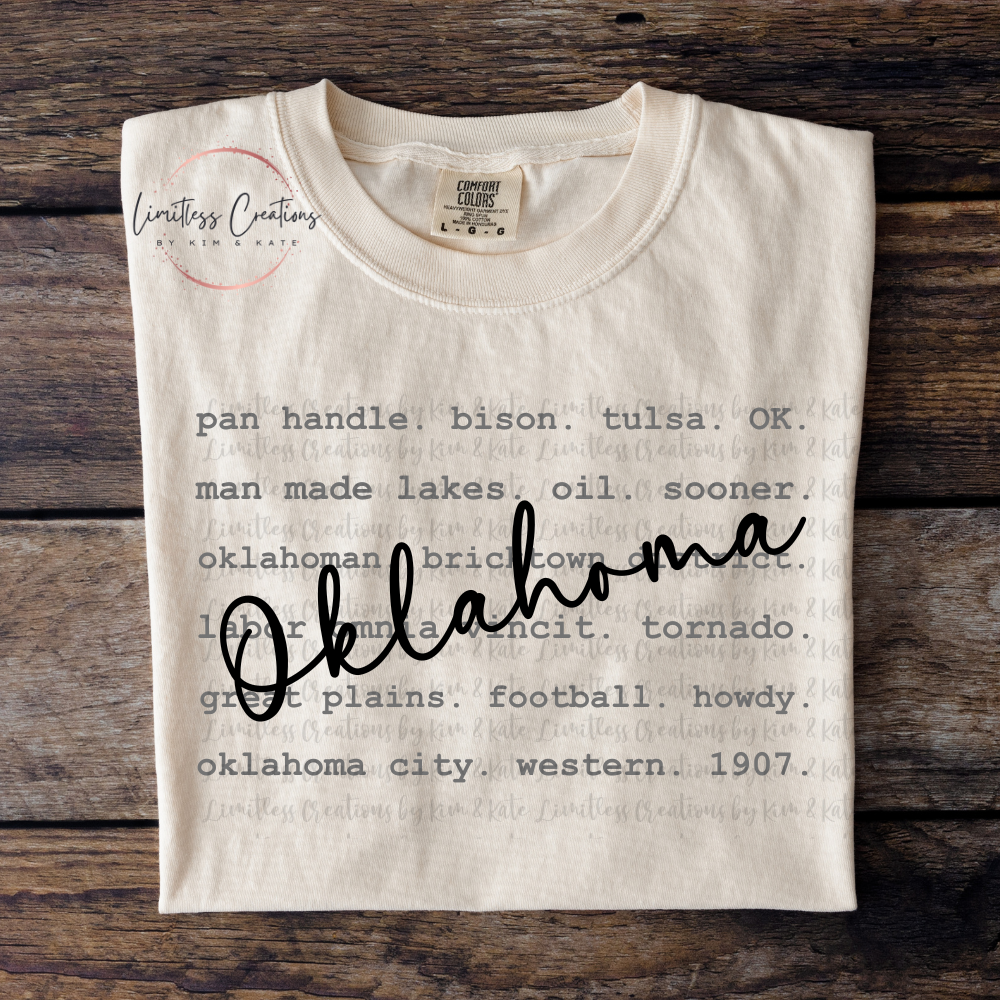 Oklahoma typography/word art shirt