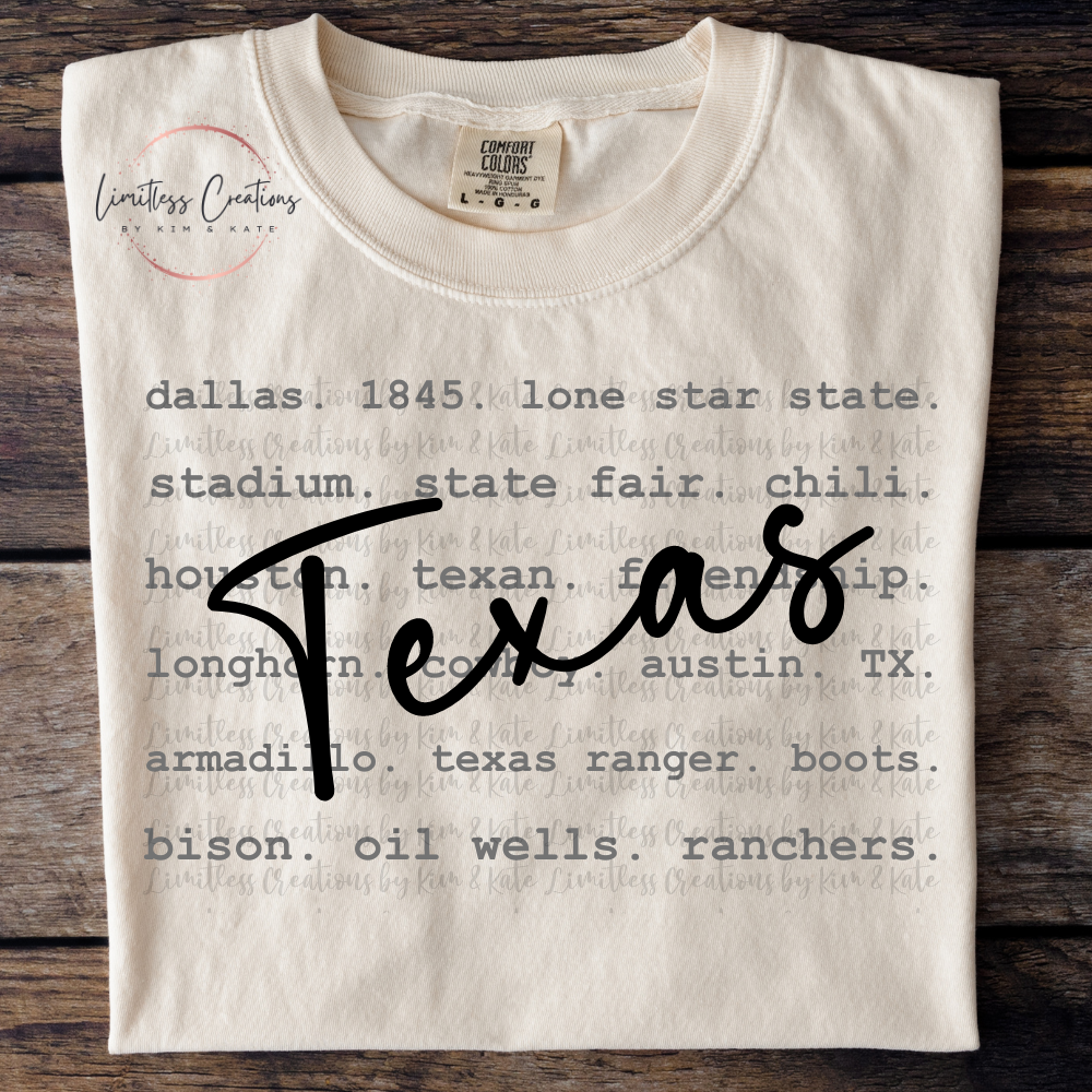 Texas typography/word art shirt