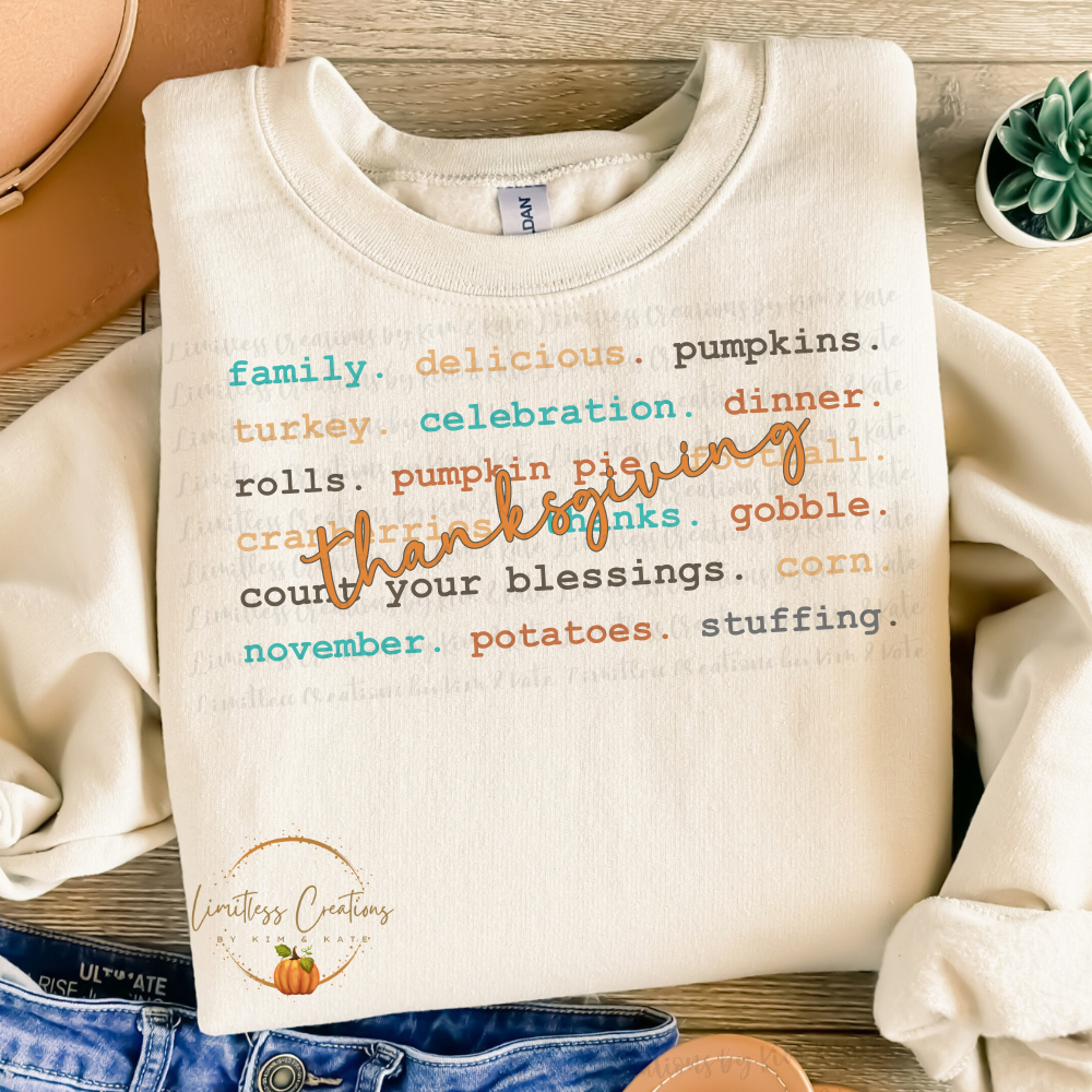 Thanksgiving typography/word art shirt