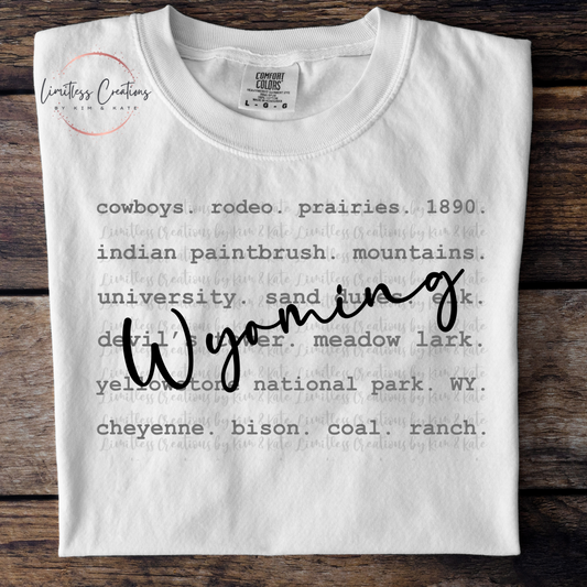 Wyoming typography/word art shirt