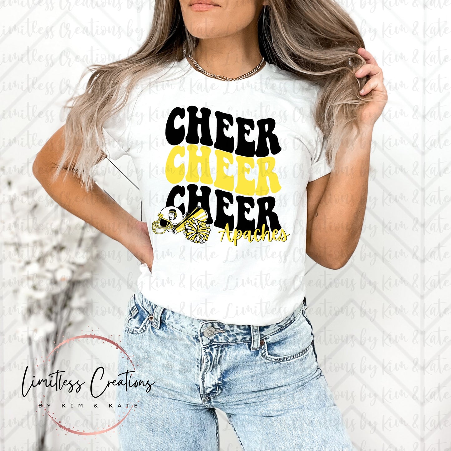 Apaches Cheer Stacked Words Shirt
