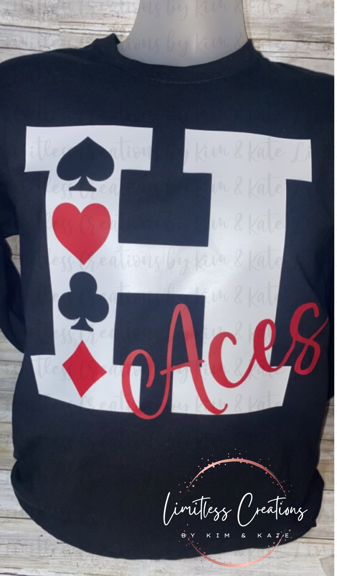 Large H with card suit symbols Shirt