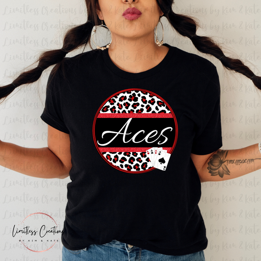 Circle Leopard Print Aces Banner Shirt