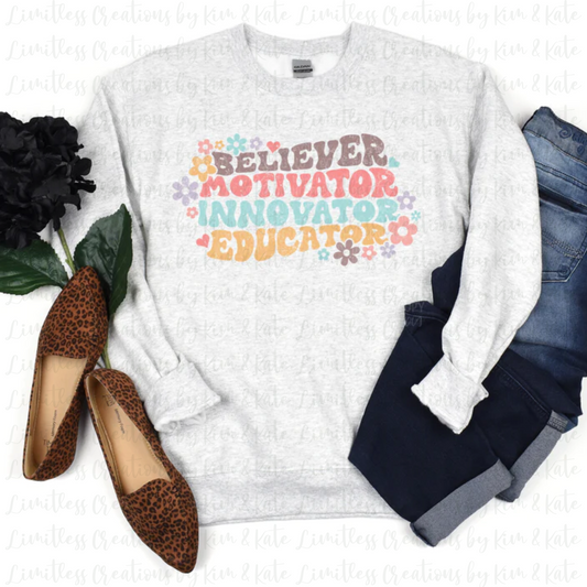 Believer Motivator Innovator Educator Retro Style Shirt