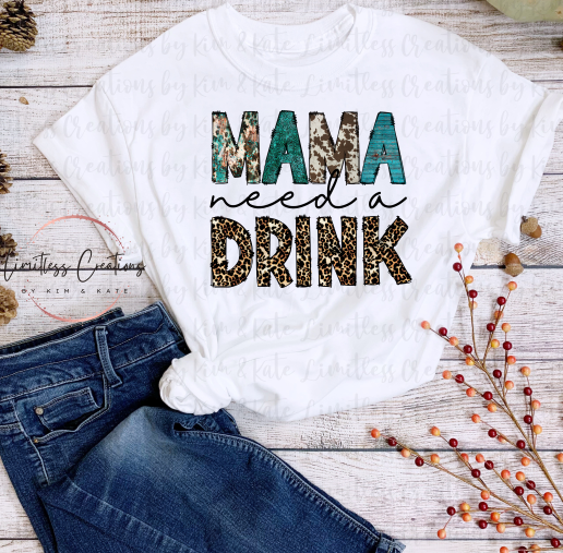 Mama Need A Drink Western Print Shirt